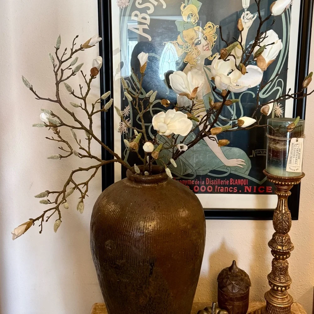 Magnolia budding & bloom realistic branches approximately 38” long, extra tall